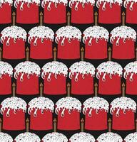 a pattern with red and white cupcakes on it vector