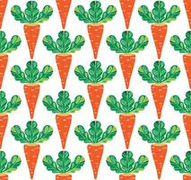 carrot seamless pattern with carrots and leaves vector