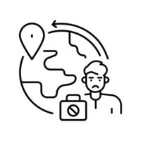 Illegal migration black line icon. vector