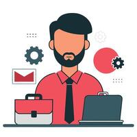 Modern Job Concept Illustration with People Using Various Digital Tools vector