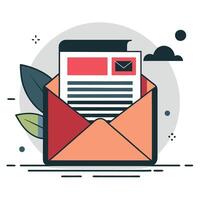 Creative Newsletter Concept with Hand drawn Illustrations and Colorful Layout vector