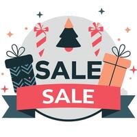 Enchanting New Year Sale Banner with Festive Elements and Bright Colors vector