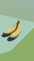 Fresh bananas on colorful flat lay background, showcasing vibrant colors and shadows photo