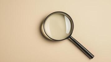magnifying glass on beige background, perfect for detailed examination photo