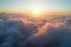 Aerial View of Sunset Over a Sea of Cloudscape Golden Hour Dramatic Sky photo
