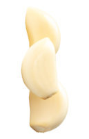 A vertical pile of white peeled garlic cloves or pieces isolated with clipping path in file format png