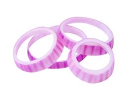 A heap of fresh red or purple onion rings or slices isolated with clipping path in file format png