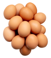 A large group of chicken eggs or hen eggs in stack isolated with clipping path in file format png