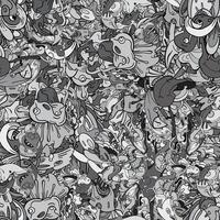 seamless pattern unique doodle psychedelic art background vector