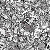 seamless pattern unique Psychedelics doodle art background vector