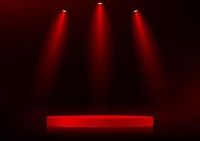 Dark studio room background. Black color background 3d with red podium. Empty room with light effect. Space for selling products on the website. illustration. vector