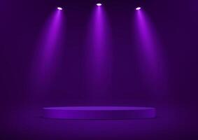 Purple color background 3d with podium. Empty room with light effect. Space for selling products on the website. illustration. vector