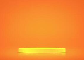 Orange background 3d with yellow podium Space for selling products on the website. Product display background. illustration. vector
