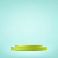 Blue background 3d with green podium Space for selling products on the website. Product display background. illustration. vector