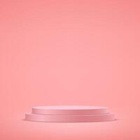 Pink background 3d with podium space for selling products on the website. Display of cosmetic products. Stage or podium. Product display background. illustration. vector