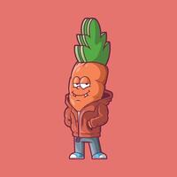 Carrot Punk Rock Character in a cool pose. vector