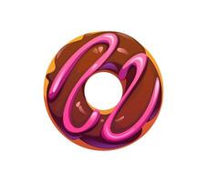 Fast food donut alphabet font typeset letter O vector