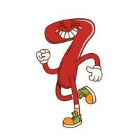 Groovy math number seven groovy cheerful character vector