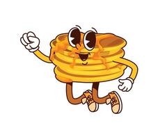 Fast food groovy pancakes happy character vector