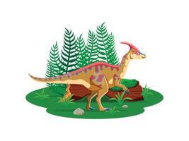 An illustration of a dinosaur standing in the grass vector