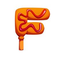 Fast food chicken nugget ABC font typeset letter F vector