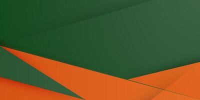 Abstract papercut green and orange 3D background. Simple overlap triangle pattern with shadow. vector