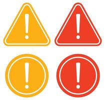 Warning attention icon set isolated on white background. vector