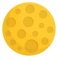 Flat icon of full yellow moon isolated on white background. vector