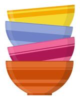 Stack of bowls flat icon isolated on white background. vector