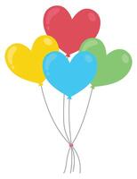 Heart balloons in flat style isolated on white background. vector