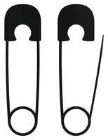 Open and closed safety pin flat icon isolated on white background. vector