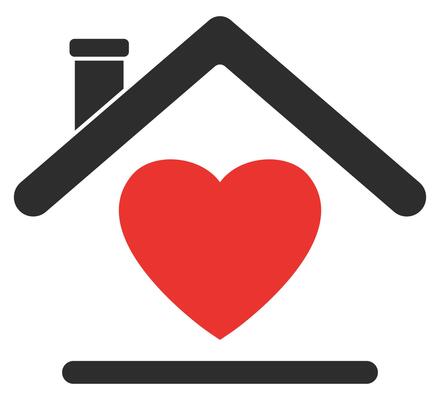 House heart flat icon isolated on white background.
