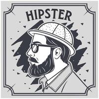 hipster man with beard and glasses in a hat vector