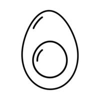 Outline Half boiled egg and yolk and Cracked eggshell Linear Icon Sticker logo idea Minimalism Set 2. Isolated illustration Thematic cards or web promo banner, leaflets, print materials or tags vector