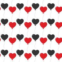 Heart shaped balloons Seamless Pattern Black Day or Valentine Day greeting Background Texture idea. Isolated illustration Thematic or greeting cards, posting or web promo leaflet, banner, price vector