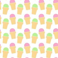 Fruit berry and Pistachio ice cream in waffle cap Seamless Pattern Ice Cream Day Background concept. Isolated illustration Wallpaper Background web promo leaflets, cards, poster, banner, label vector