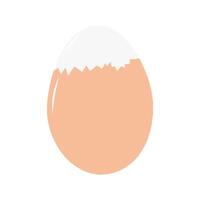 Partially peeled Hard boiled chicken egg in Beige eggshell Thematic cards Minimalistic Element idea. Isolated illustration Menu cards or web promo banner, leaflets, print materials or price tag vector