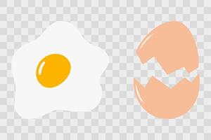 Freehand fried egg with yolk and cracked eggshell Egg Day or menu cards design element concept Set 2. Isolated illustration Thematic cards, print materials or web promo banner, leaflets, labels vector