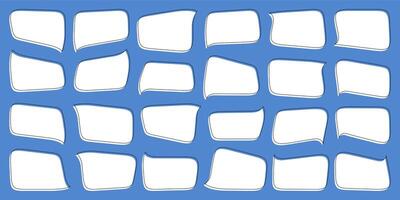 Speech text, chat balloon, talk bubble. Horizontal thought box, cloud comic dialogue. Speak message shape. Cartoon doodle fun conversation icon. Cute quote think word, simple paper sticker tag vector