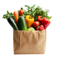 Fresh Vegetables in brown paper bag isolated on transparent background png