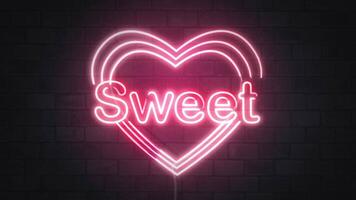 Sweet Neon Sign 2D Animation on a Black Background Stunning Neon Visuals in High Resolution video