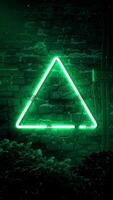 Neon Triangle on Brick Wall with Green Light Motion Background 2D Abstract Motion Design in 4K Stunning Visuals for Creative Projects video