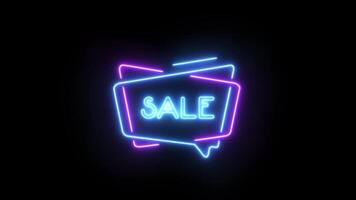 Neon Sale Sign on a Black Background Eye-Catching 2D Animation for Promotions and Advertising in High Resolution video