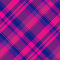 Neat texture check, thin background tartan fabric. Checked textile seamless pattern plaid in blue and pink colors. vector