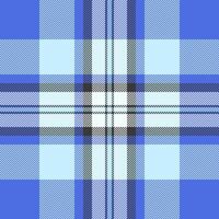 Card check tartan, yuletide textile fabric seamless. Funky background plaid texture pattern in blue and light colors. vector