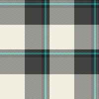 Elegant cream, gray, and teal plaid pattern. Perfect for textile designs, website backgrounds, or stylish apparel. This sophisticated texture offers a timeless aesthetic and versatile use. vector
