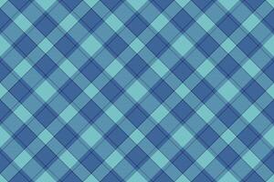 Cover pattern textile background, packing check tartan fabric. Relief plaid texture seamless in blue and cyan colors. vector