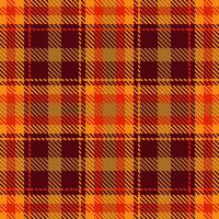 Vibrant autumnal plaid pattern. Warm oranges, browns, and reds create a cozy and festive feel, perfect for fallthemed designs, textiles, or website backgrounds. vector