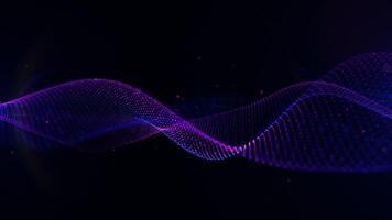 colorful wave isolated black background. Abstract background. Particles line. Abstract seamless loop of mesh glowing blue pink purple. 4K, 60 fps. video