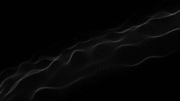 Wave of particles. Futuristic dots background with a flowing, dynamic wave. Seamless loop. Particles white wave Cyber technology background. Abstract seamless animation of mesh glowing dots video